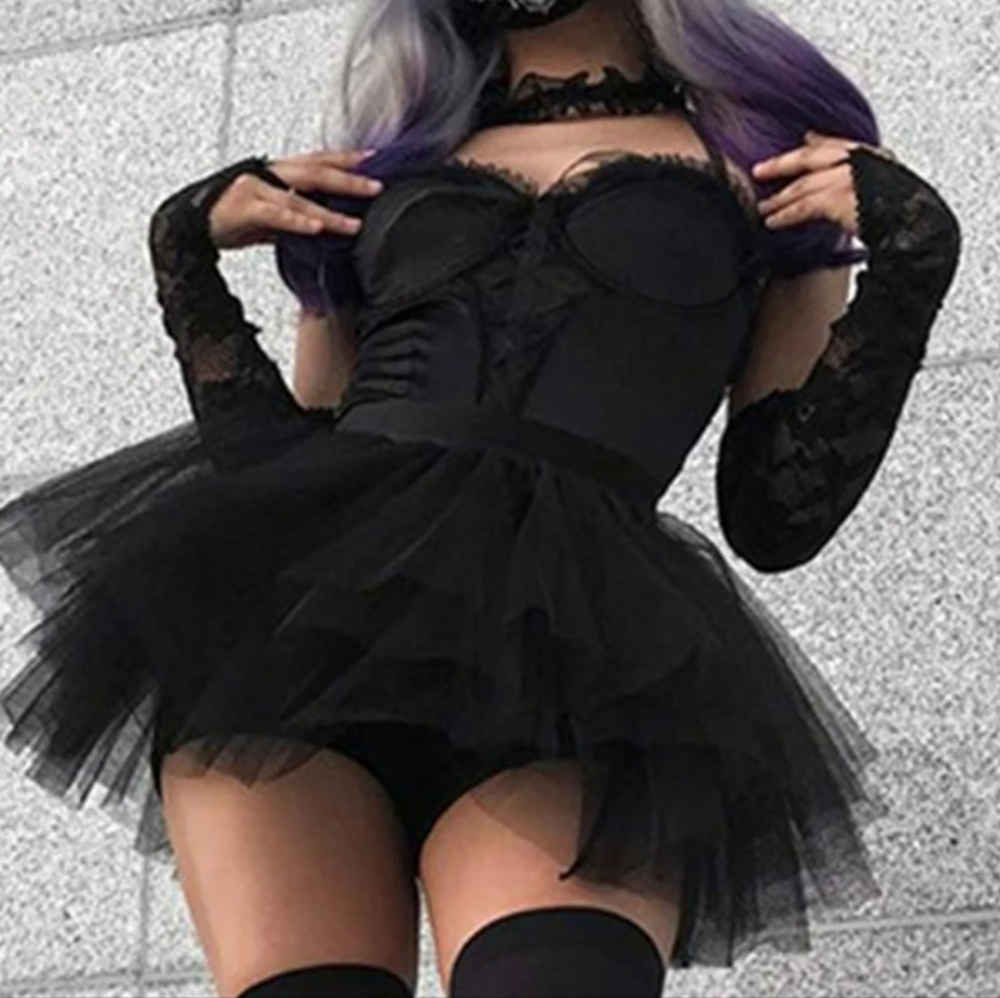 Dolls Kill Trickz N Treatz Not So Goody Two Shoes Black Swan Costume